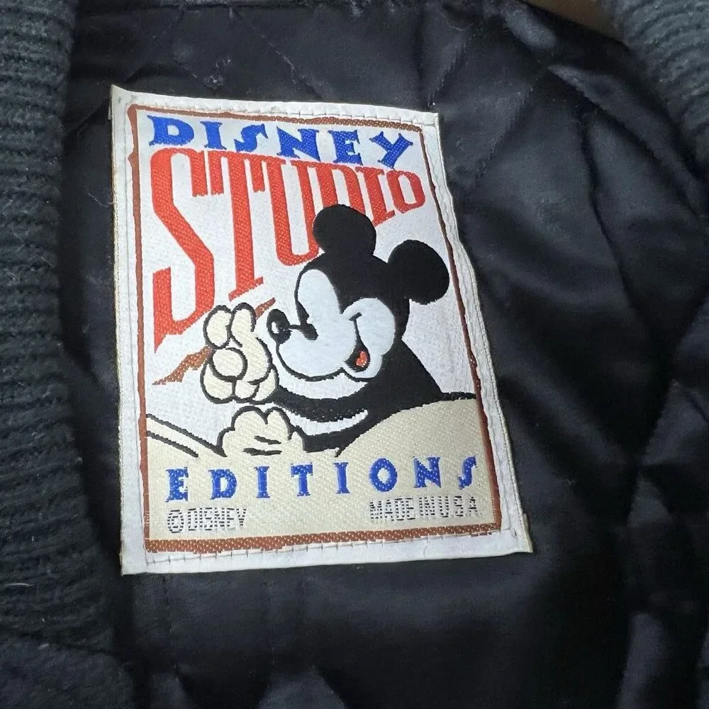 Vintage Walt Disney World Studio Varsity Leather Jacket  Large Embroidered Y2K